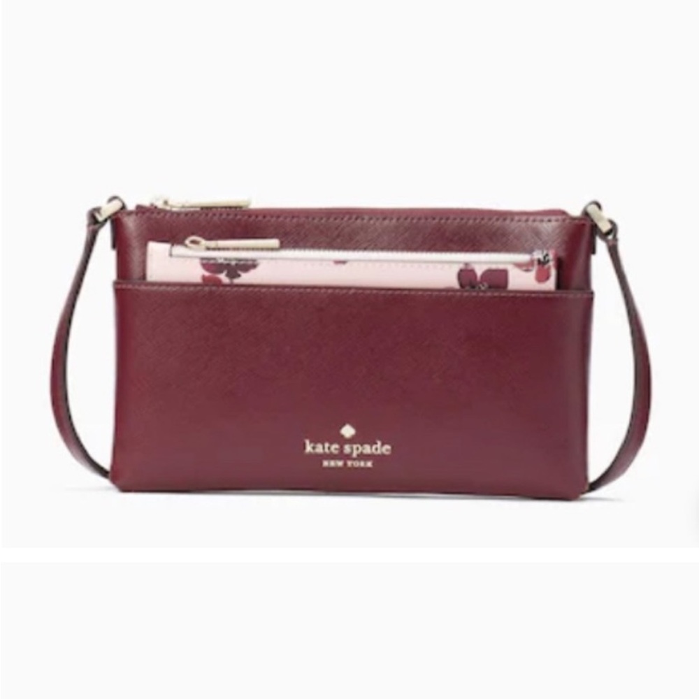 Kate Spade Sadie crossbody set in deep berry